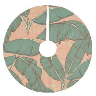 Tropical Palm: Seamless Leaf Background Brushed Polyester Tree Skirt
