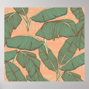 Tropical Palm: Seamless Leaf Background Poster