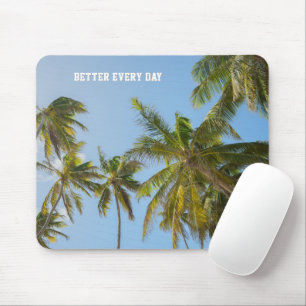 Tropical Palm sky & Motivational Aesthetic Work Mouse Mat