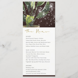 TROPICAL PALM STARRY NIGHT MASON JAR WEDDING MENU