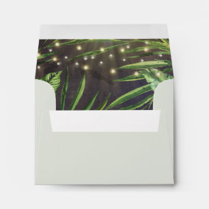 Tropical Palm String of Lights Beach RSVP Envelope