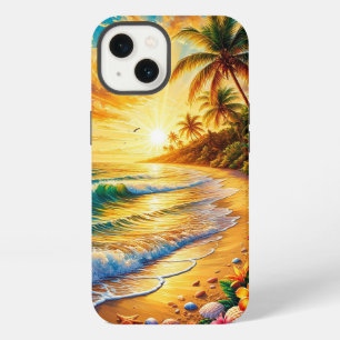 Tropical Palm Sunset Beach Ocean Travel Mood Scene iPhone 13 Case