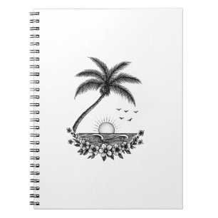 Tropical Palm Sunset – Minimalist Beach Line Art Notebook
