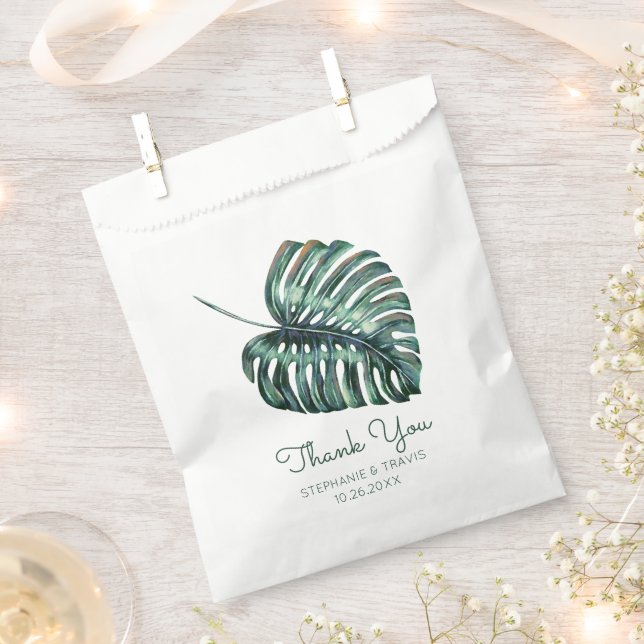 Tropical Palm Thank You Monstera Wedding Favour Bags (Clipped)