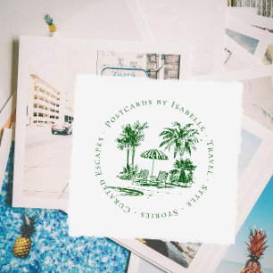 Tropical Palm Travel Blogger Logo Custom Rubber Stamp