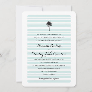 Tropical Palm Tree and Stripes   Wedding Invitation
