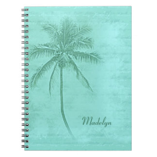 Tropical Palm Tree Aqua Green Notebook