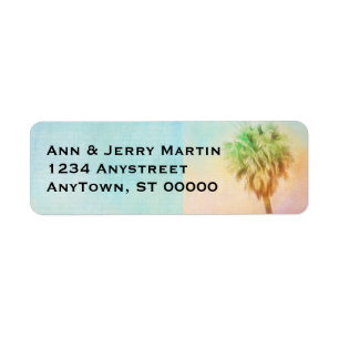 tropical palm tree art custom return address label
