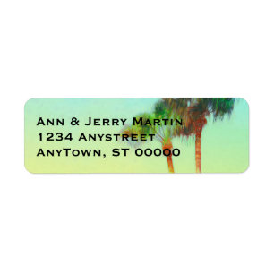 tropical palm tree art custom return address label
