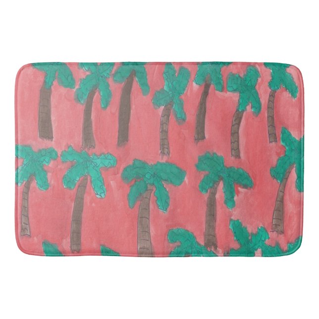 Tropical Palm Tree Bath Mat (Front)