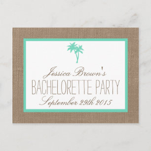 Tropical Palm Tree Beach Bachelorette Party Detail Invitation Postcard