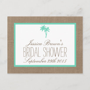Tropical Palm Tree Beach Bridal Shower Recipe Card