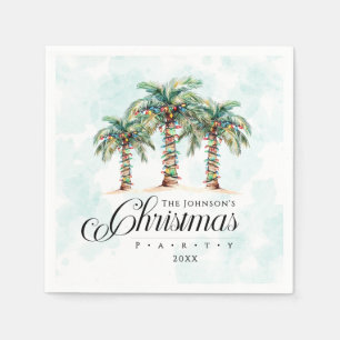Tropical Palm Tree Beach Christmas Napkin