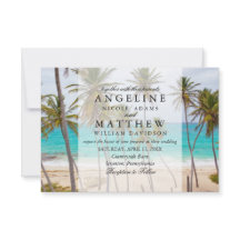 Tropical Palm Tree Beach Destination Wedding Card