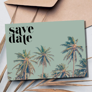 Tropical Palm Tree Beach Destination Wedding  Save The Date