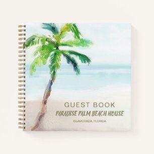 Tropical Palm Tree Beach House Rental Guest Book