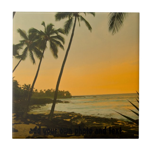 Tropical Palm Tree Beach Tile (Front)