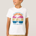 Tropical Palm Tree Beach Trip Sunset Custom Kids T-Shirt<br><div class="desc">This cute tropical palm tree sunset kids t-shirt is perfect for a spring break trip or a fun cruise ship getaway vacation with the family. Personalise the full set of customised t-shirts for your group outing to the beach or an island family reunion.</div>