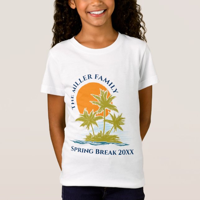 Tropical Palm Tree Beach Trip Sunset Cute Custom T-Shirt (Front)