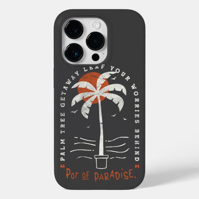 Tropical Palm Tree Beach Vibes Summer Sun Retro Case-Mate iPhone Case (Back)