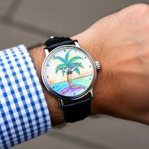 Tropical Palm Tree Beach View Watch
