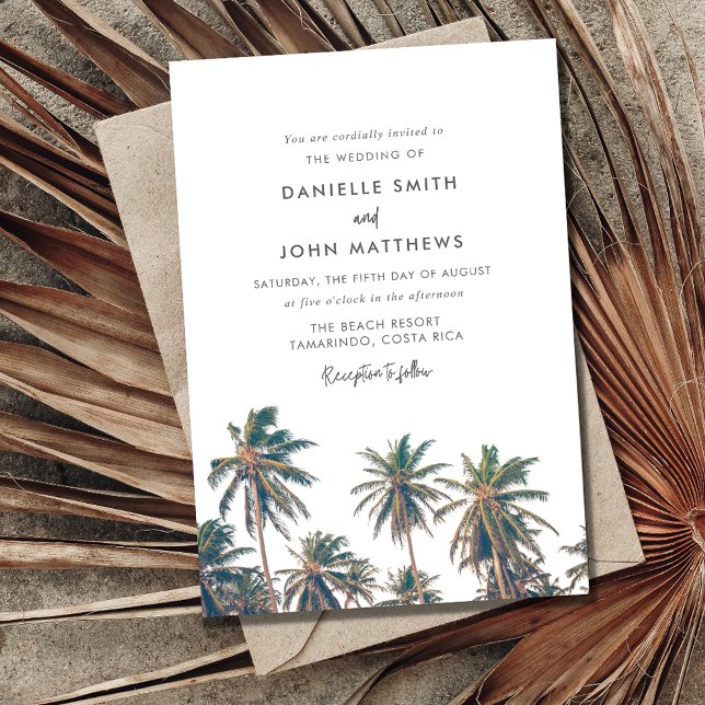 Tropical Palm Tree Beach Wedding Invitation (Creator Uploaded)