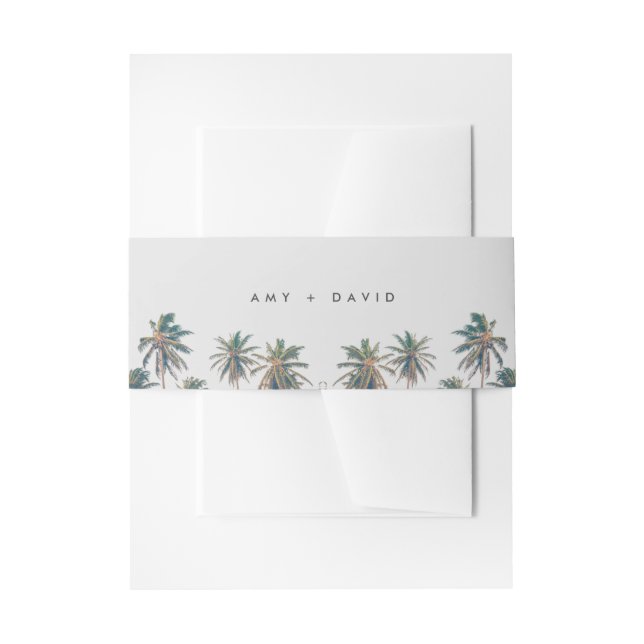 Tropical Palm Tree Beach Wedding Invitation Belly Band (Front Example)