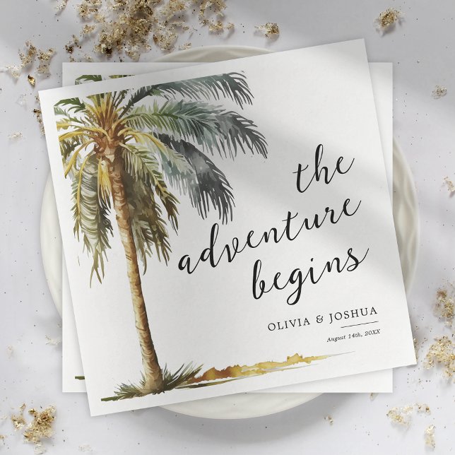 Tropical Palm Tree Beach Wedding Napkins (Creator Uploaded)