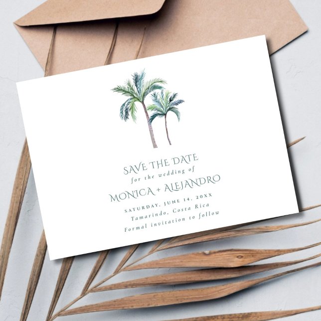 Tropical Palm Tree Beach Wedding Photo  Save The Date (Tropical Palm Tree Beach Wedding Photo Save The Date)