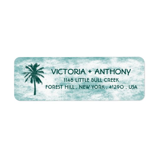 Tropical Palm Tree Beach Wedding Return Address Label