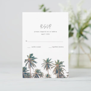 Tropical Palm Tree Beach Wedding  RSVP Card