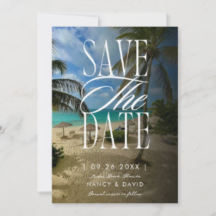 Tropical Palm Tree Beach Wedding Save The Date