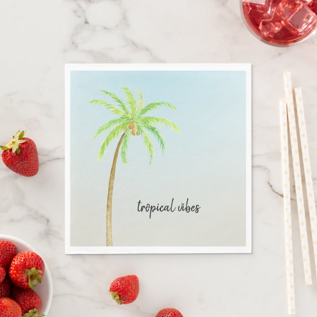 Tropical Palm Tree Blue Ombre Napkin (Insitu)