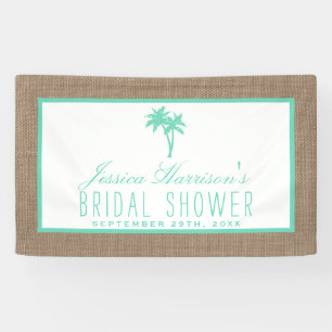 Tropical Palm Tree Burlap Beach Bridal Shower Banner