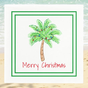 Tropical Palm Tree Christmas Lights Holiday Party Napkin