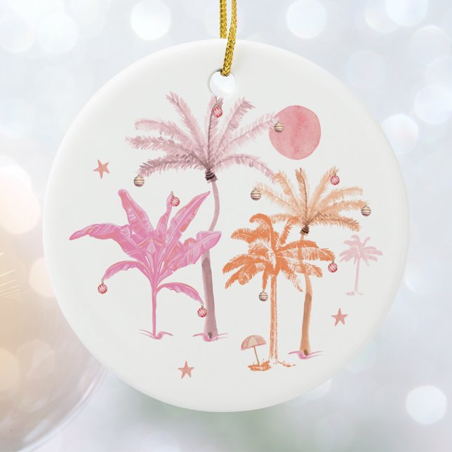 Tropical Palm Tree Christmas Personalised Ceramic Tree Decoration (Creator Uploaded)