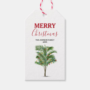 Tropical Palm Tree Christmas Tree Holiday Gift Tags
