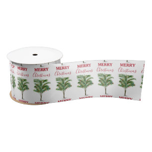 Tropical Palm Tree Christmas Tree Holiday Satin Ribbon
