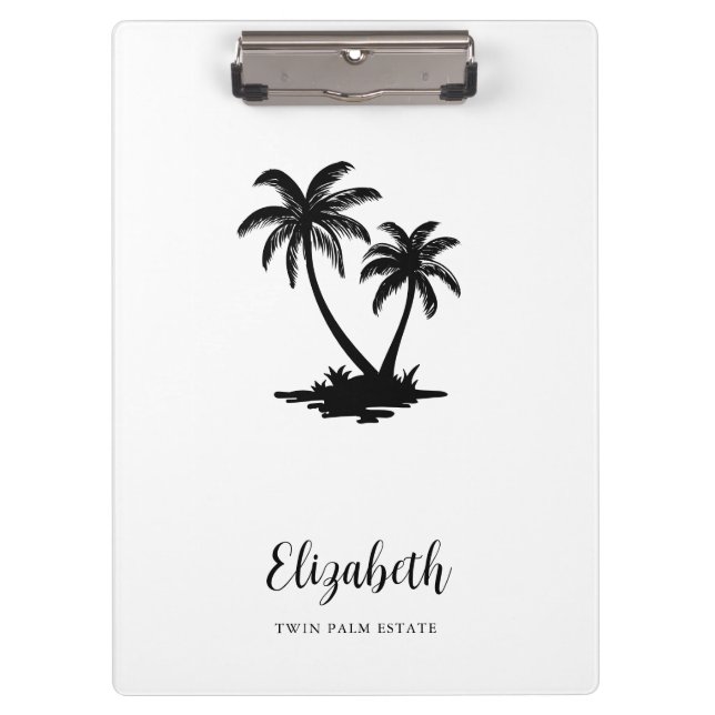 Tropical Palm Tree Coastal Personalized Clipboard (Front)