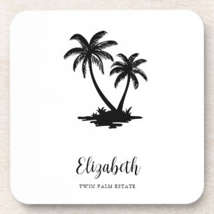 Tropical Palm Tree Coastal Personalized Coaster