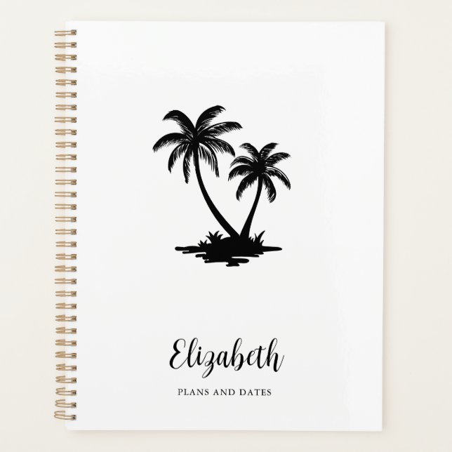 Tropical Palm Tree Coastal Personalized Planner (Front)