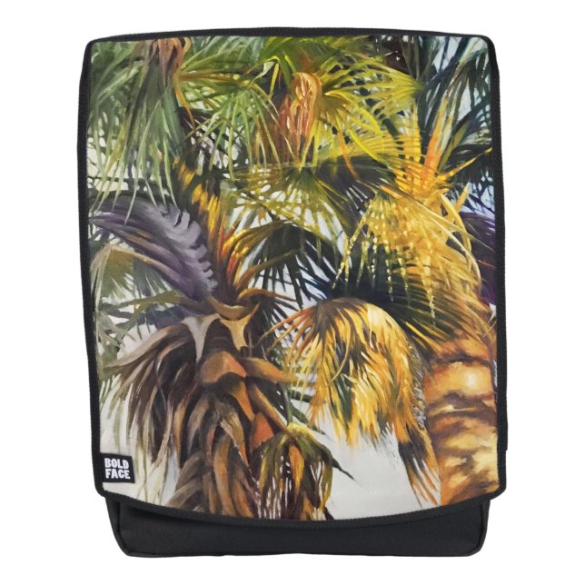 Tropical Palm Tree Colourful Original Painting Backpack (Front)