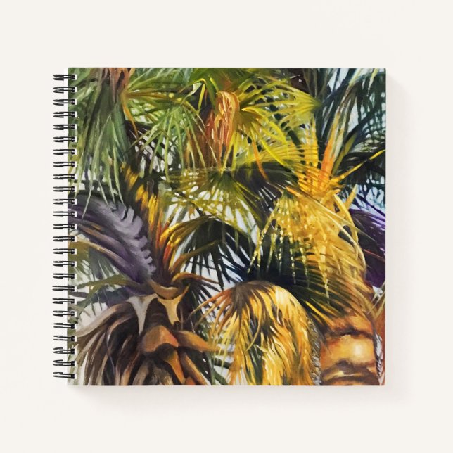 Tropical Palm Tree Colourful Original Painting Notebook (Front)