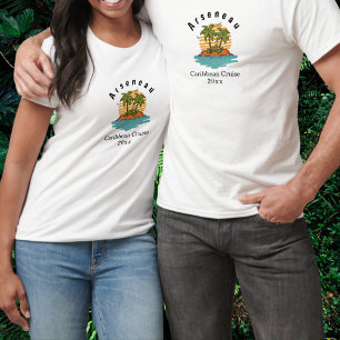 Tropical Palm Tree Cruise Teal Personalise T-Shirt