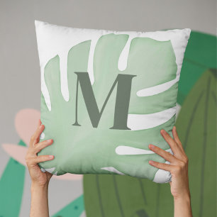 Tropical Palm Tree Custom Monogram Cushion