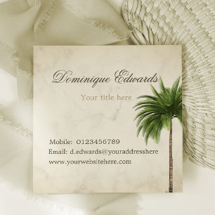 Tropical Palm Tree Elegant Marbled Stylish Square Business Card