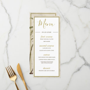 Tropical Palm Tree Elegant Modern Rustic Wedding Menu