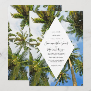Tropical Palm Tree Florida Beach Wedding Invitation