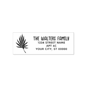 Tropical Palm Tree Frond #34 Family Name Address  Self-inking Stamp