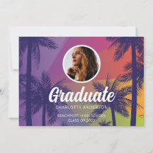 Tropical Palm Tree Graduation  Invitation
